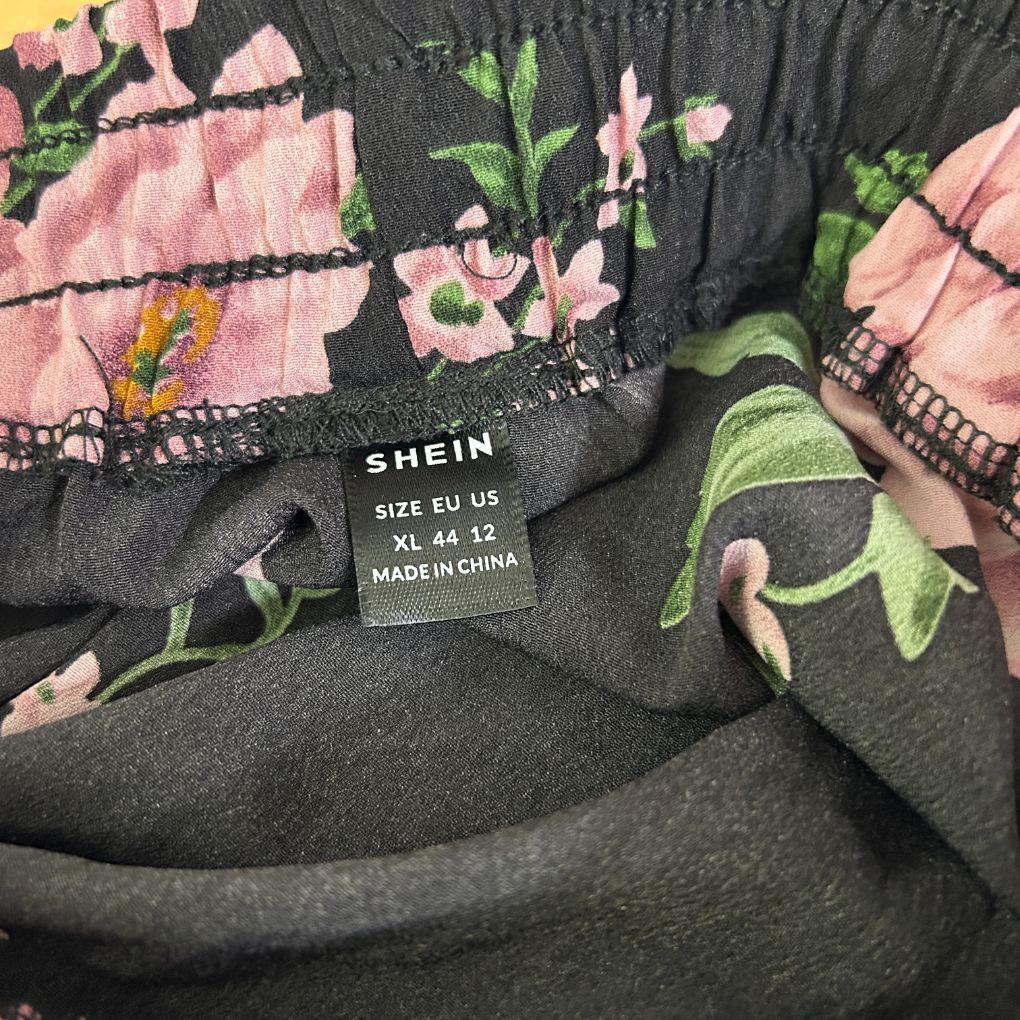 Shein Black Floral Maxi Skirt - Size XL