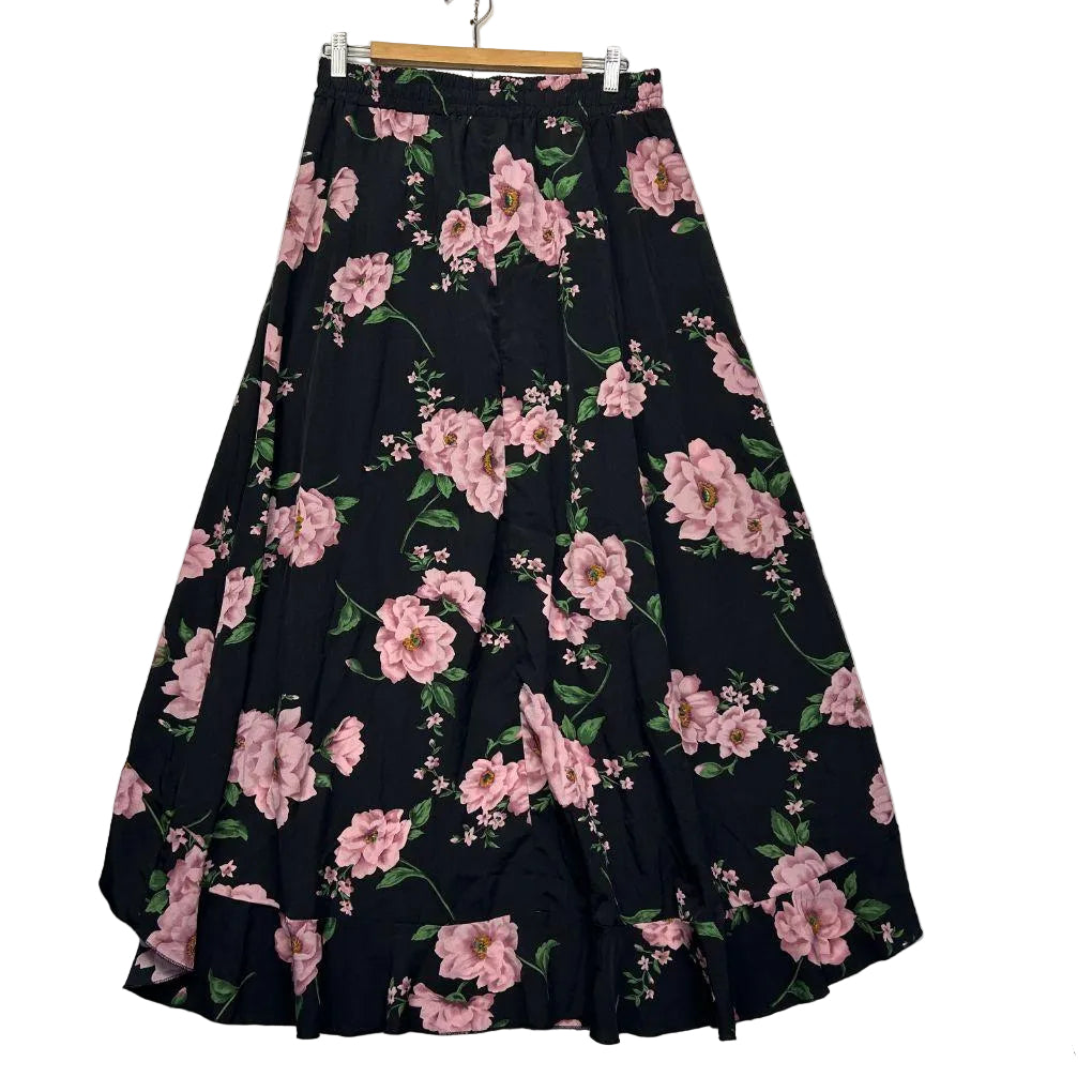 Shein Black Floral Maxi Skirt - Size XL