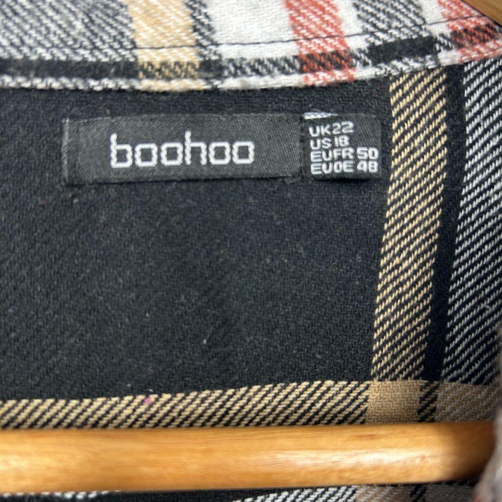 Boohoo Navy Plaid Cotton Shirt - Size 22