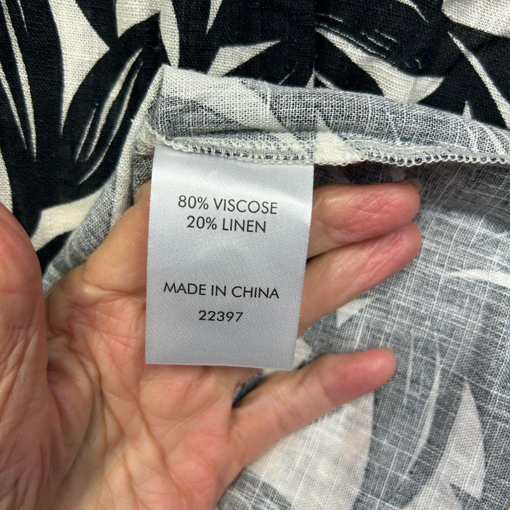 Suzanne Grae Black Print Linen Dress - Size 20