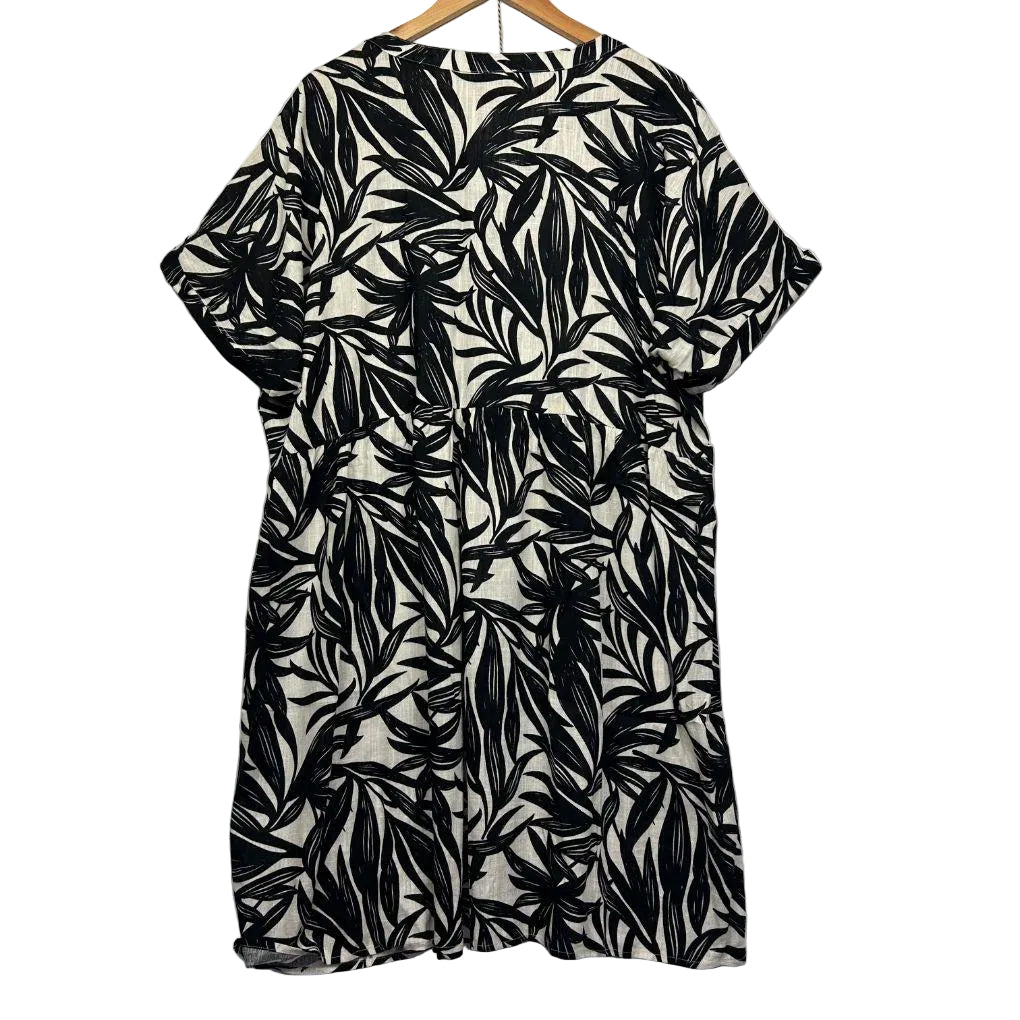 Suzanne Grae Black Print Linen Dress - Size 20