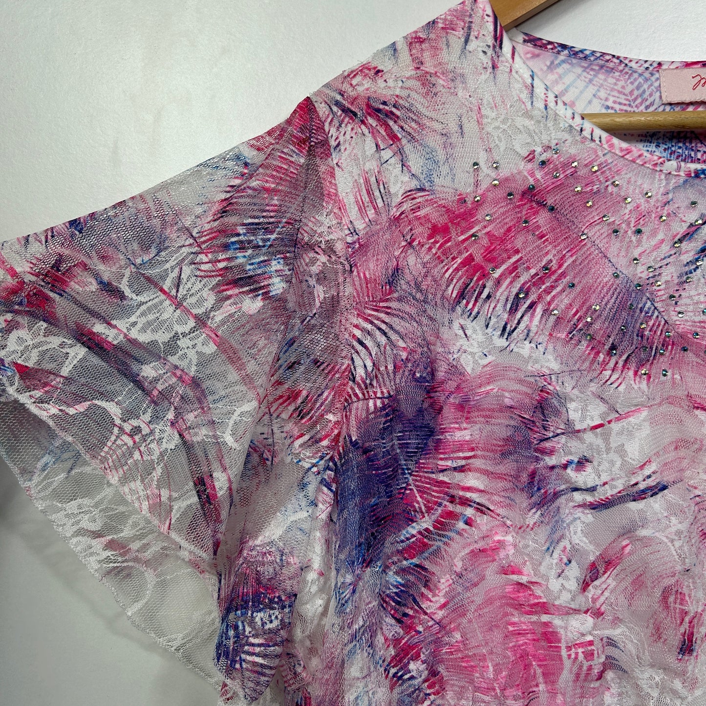Millers Pink Purple Abstract Print Layered Top - Size 16