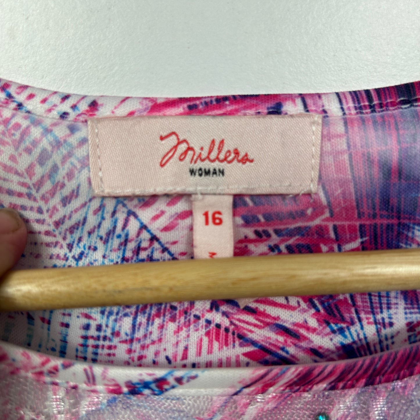 Millers Pink Purple Abstract Print Layered Top - Size 16