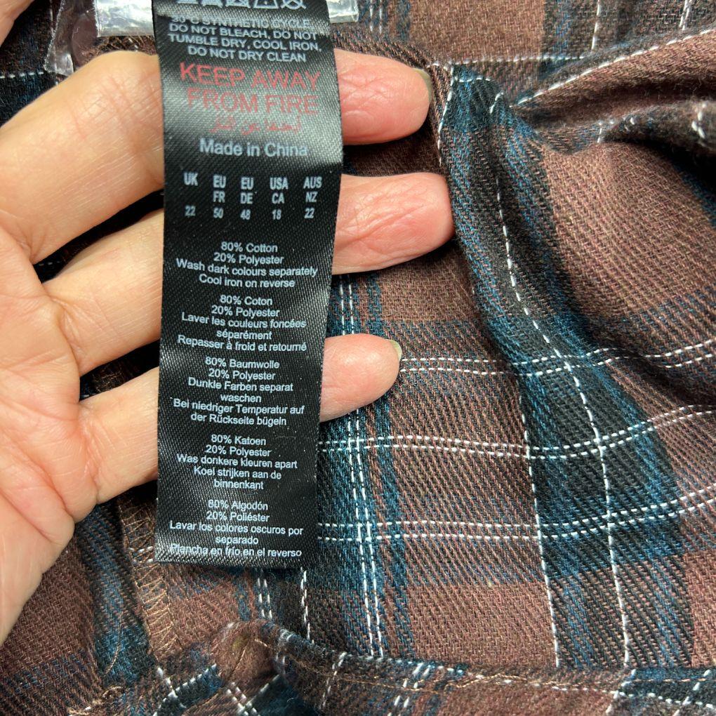 Boohoo Brown Plaid Cotton Shirt - Size 22