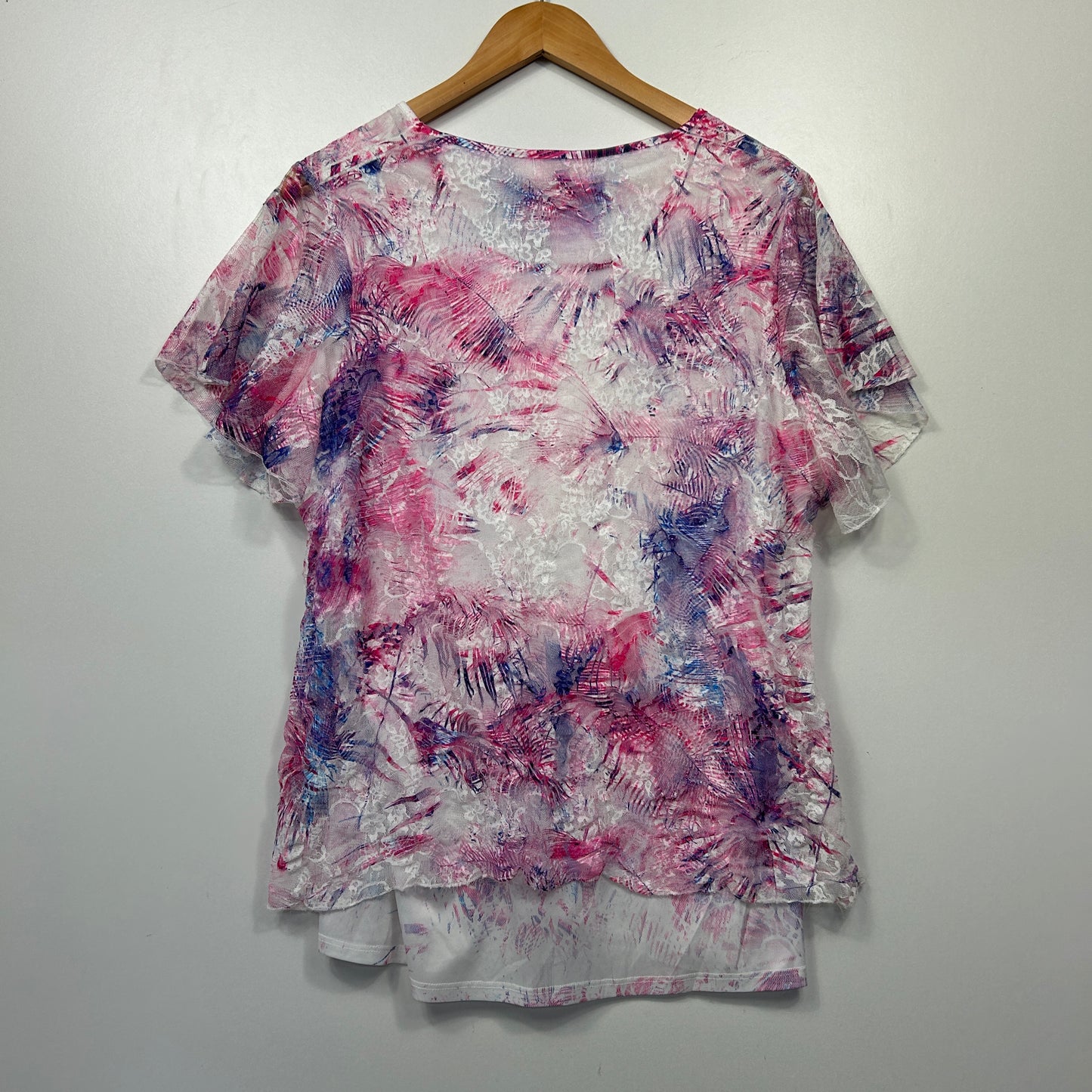 Millers Pink Purple Abstract Print Layered Top - Size 16