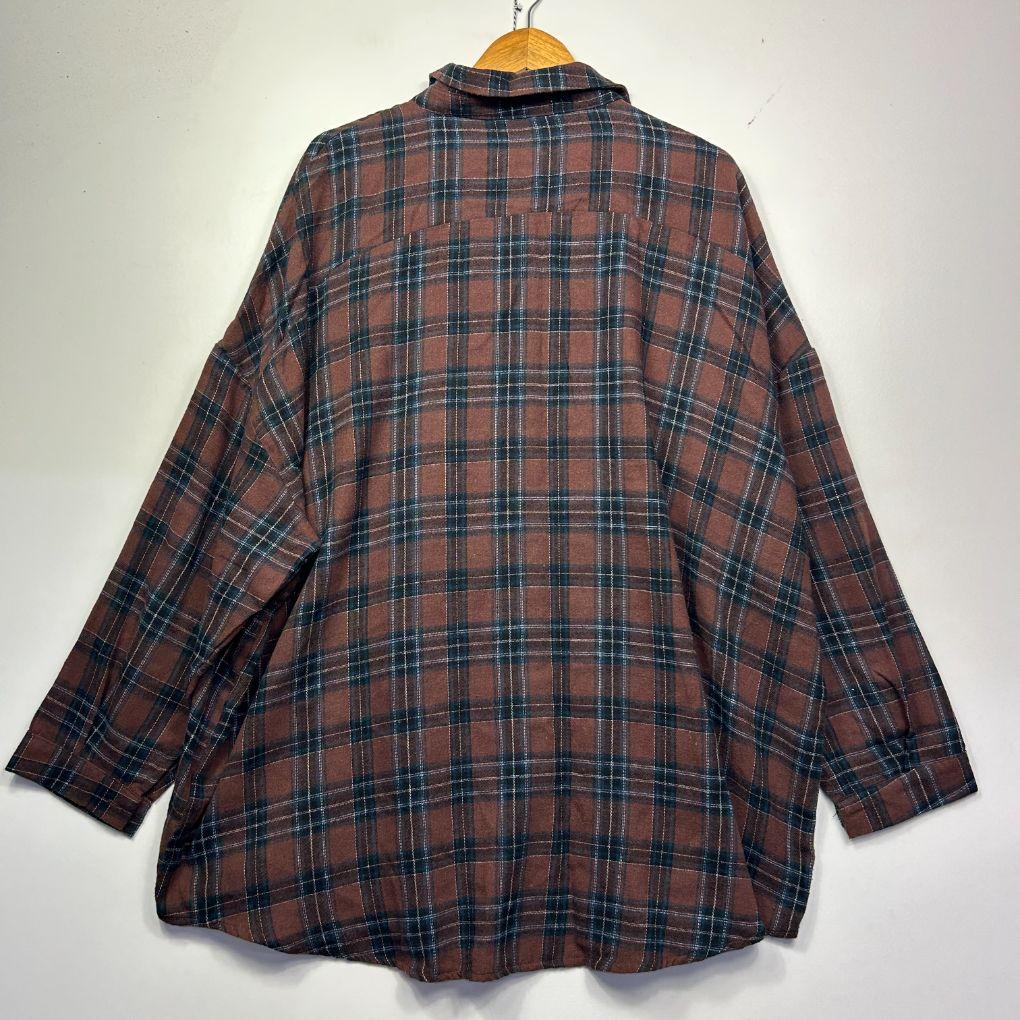 Boohoo Brown Plaid Cotton Shirt - Size 22