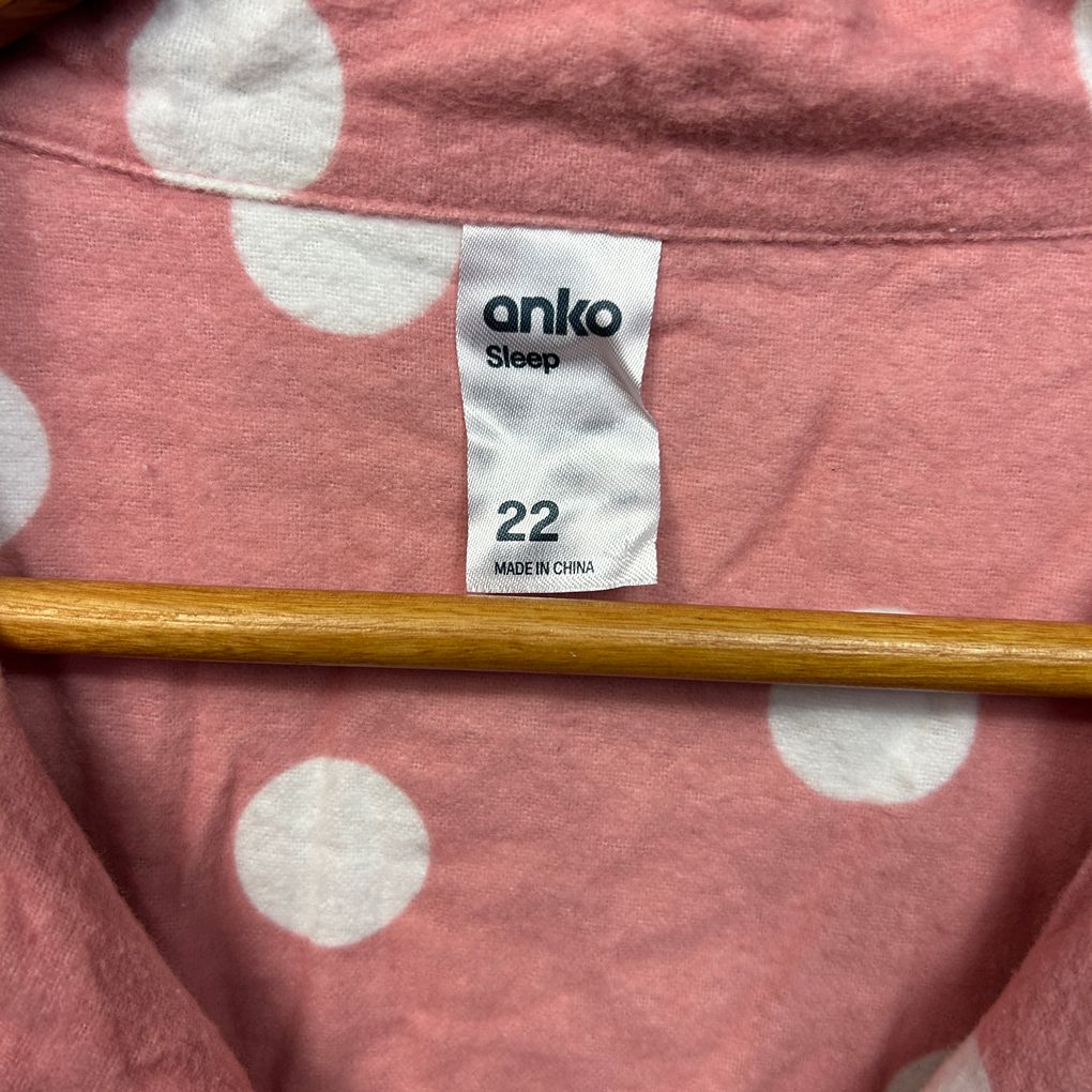 Anko Pink Cotton Winter Pyjama Shirt - Size 22