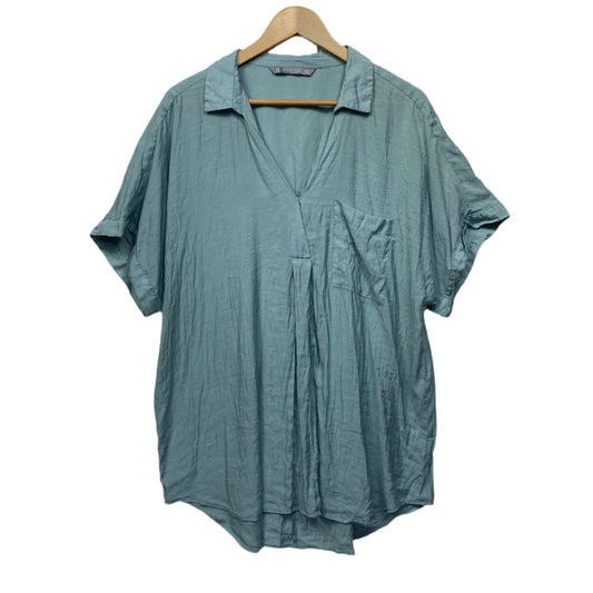 Katies Top Size 20 Green Short Sleeve Collared Viscose