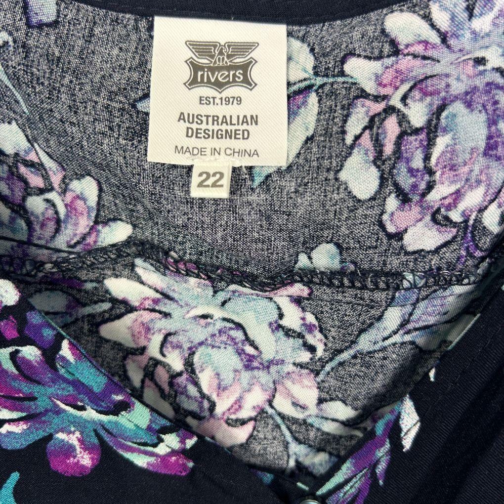 Rivers Navy Floral Maxi Dress - Size 22