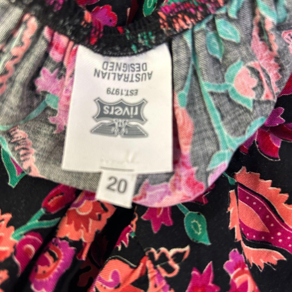 Rivers Black Floral Dress - Size 20