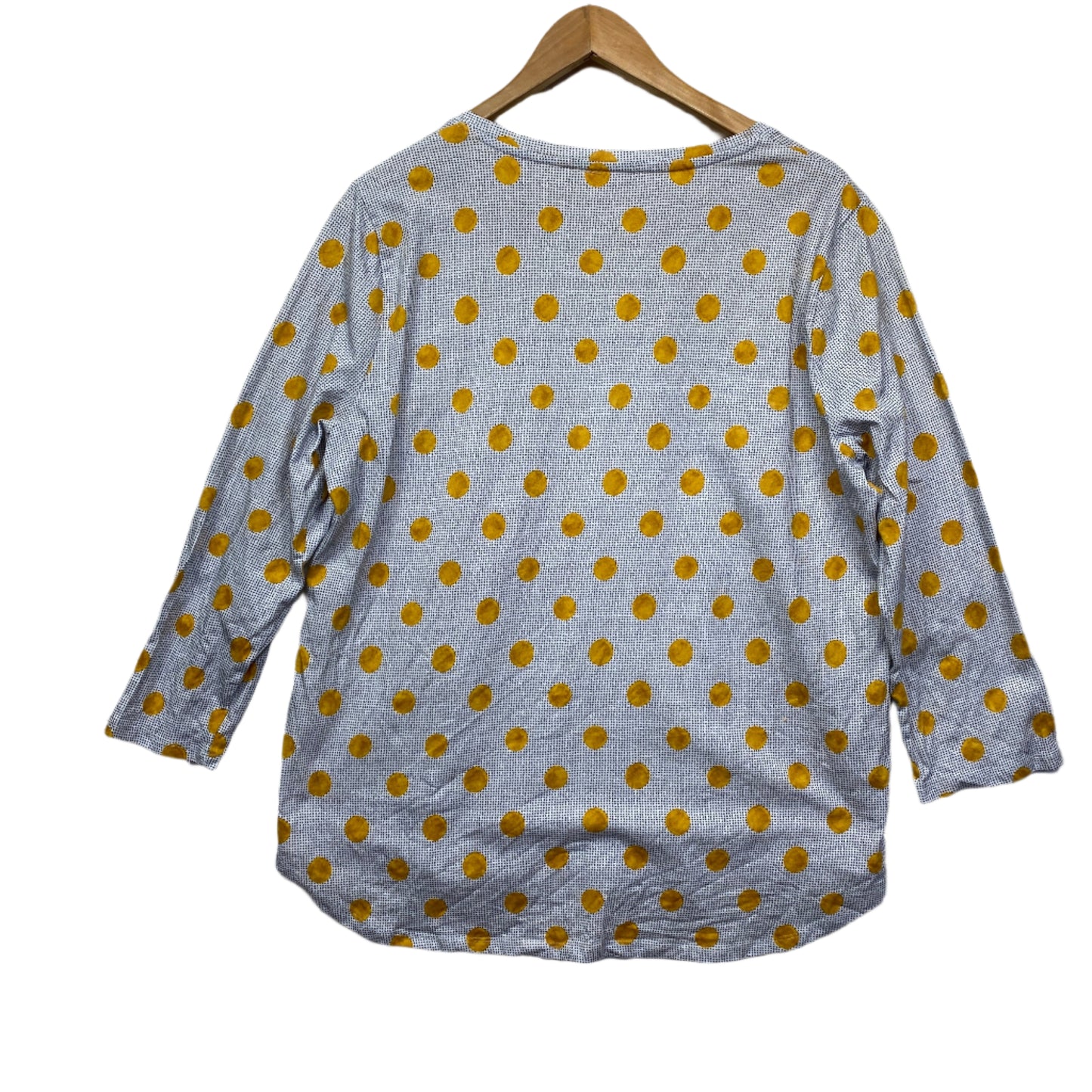 Regatta Top Size 18 Long Sleeve Grey Mustard Polka Dots Cotton