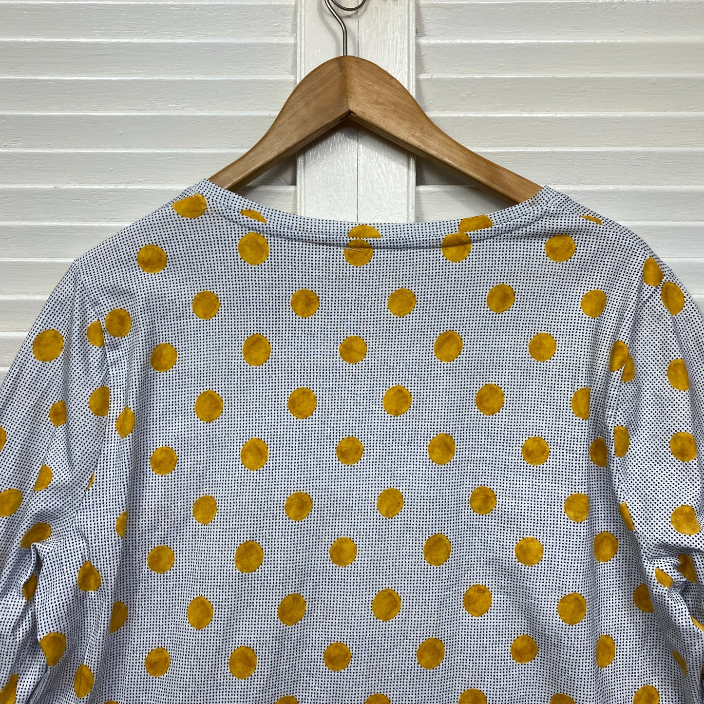 Regatta Top Size 18 Long Sleeve Grey Mustard Polka Dots Cotton