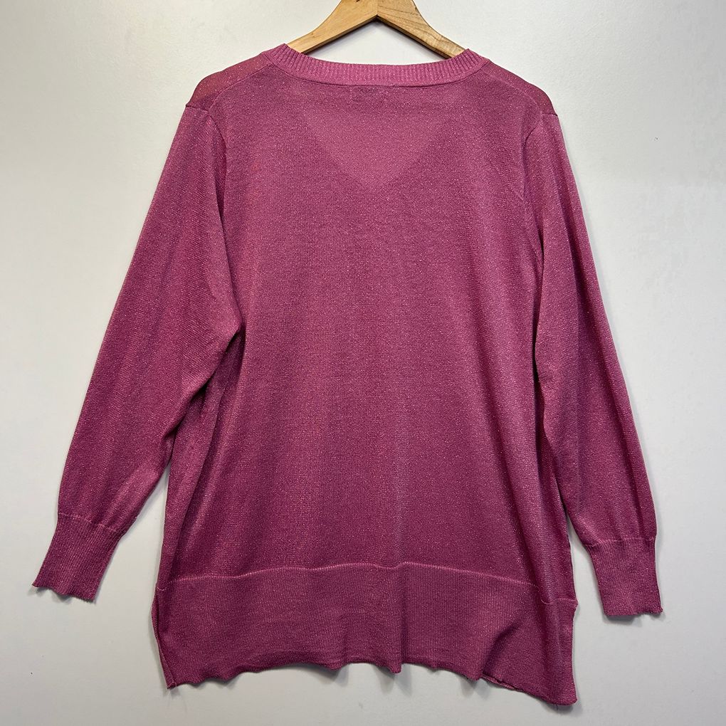 Rockmans Pink Metallic Jumper - Size XXL