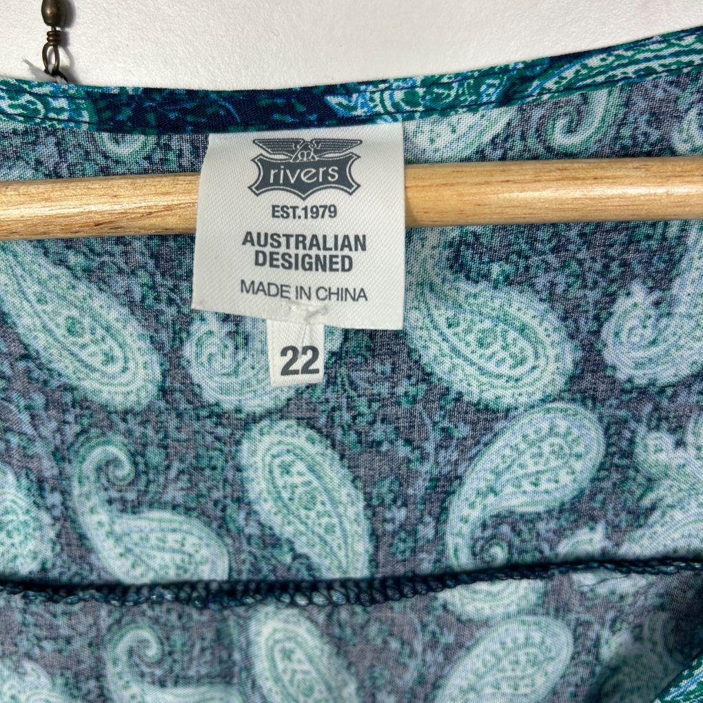 Rivers Teal Paisley Maxi Dress - Size 22