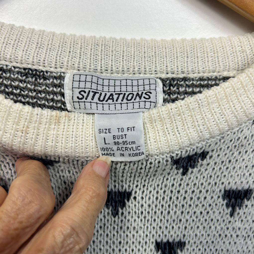 Vintage Fair Isle Cottagecore Cream Jumper - Size M/L