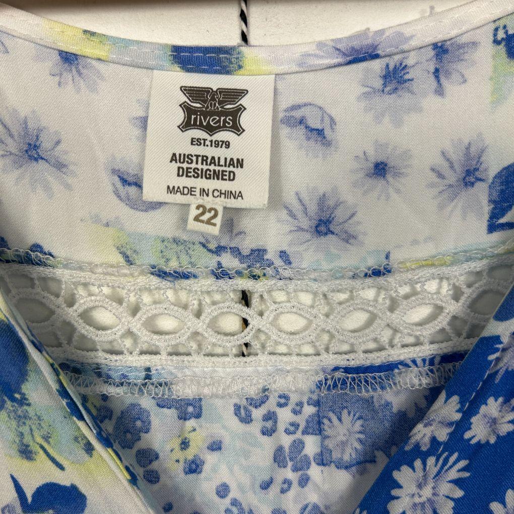 Rivers Blue Floral Maxi Dress - Size 22