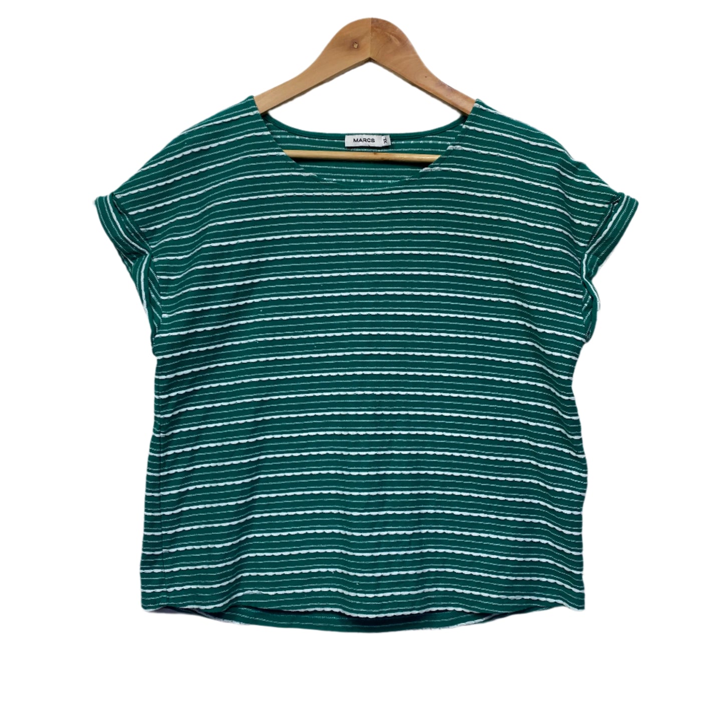 MARCS Top Size XL 14 16 Green Short Sleeve Striped