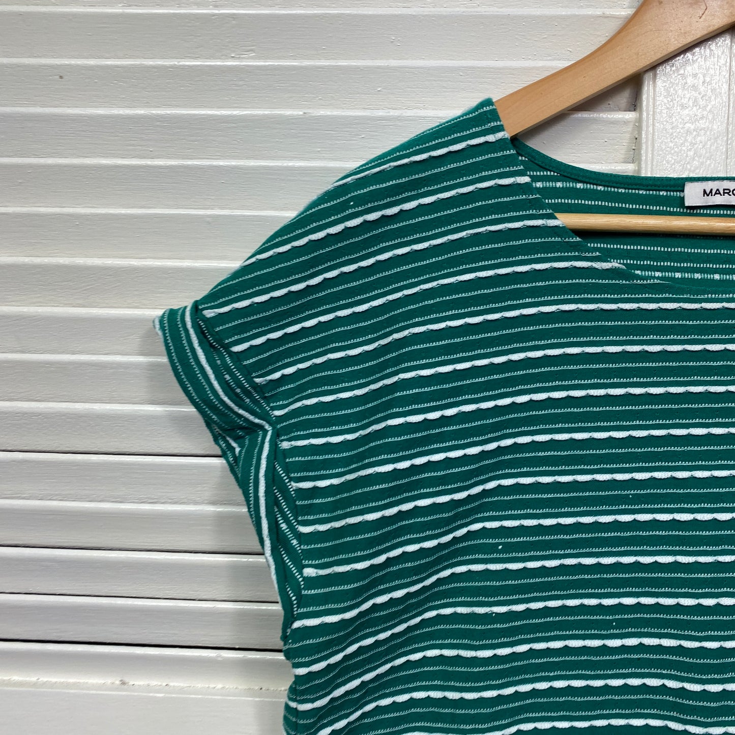 MARCS Top Size XL 14 16 Green Short Sleeve Striped