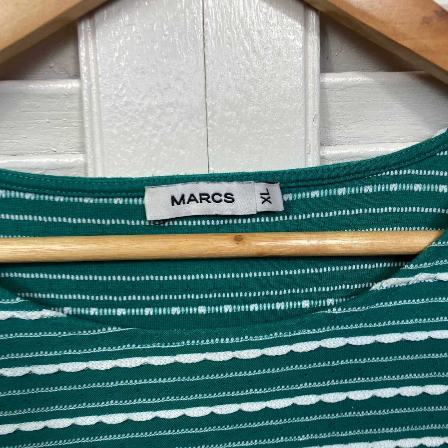 MARCS Top Size XL 14 16 Green Short Sleeve Striped