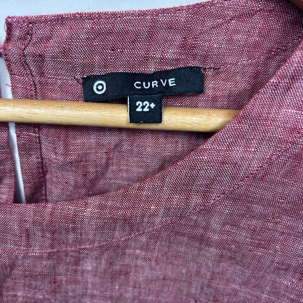 Target Curve Pink Linen Top - Size 22