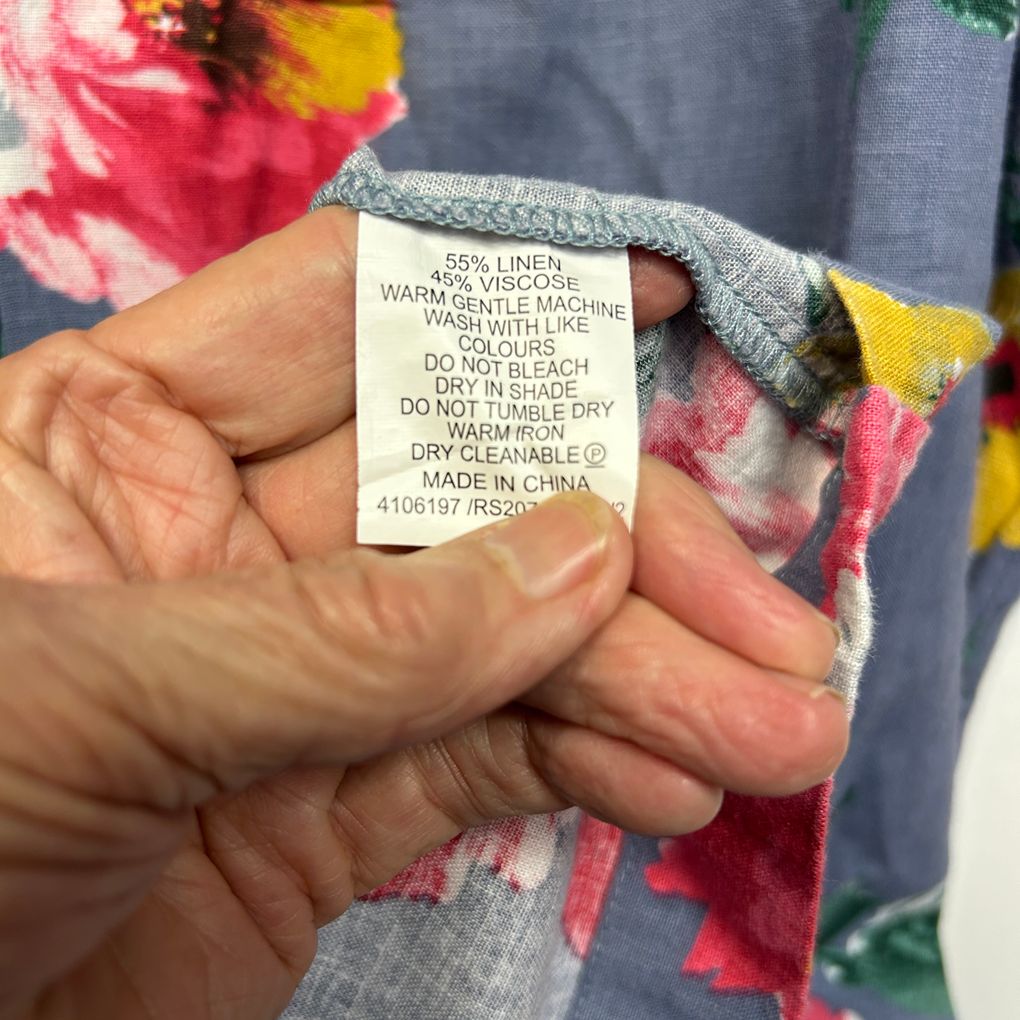 Regatta Blue Floral Linen Dress - Size 12