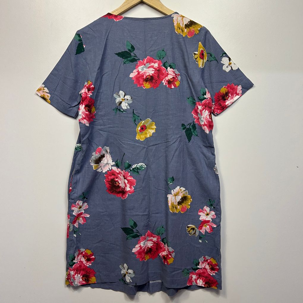 Regatta Blue Floral Linen Dress - Size 12