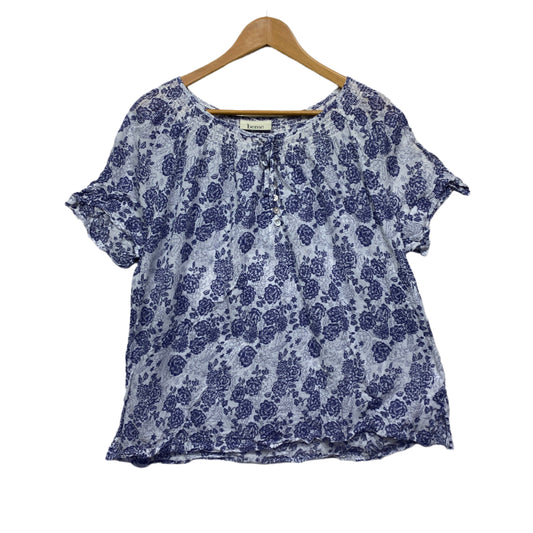 Beme Top Size 16 18 Blue White Paisley Print Cotton