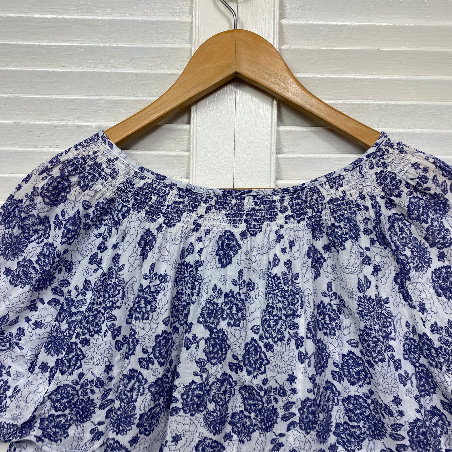 Beme Top Size 16 18 Blue White Paisley Print Cotton