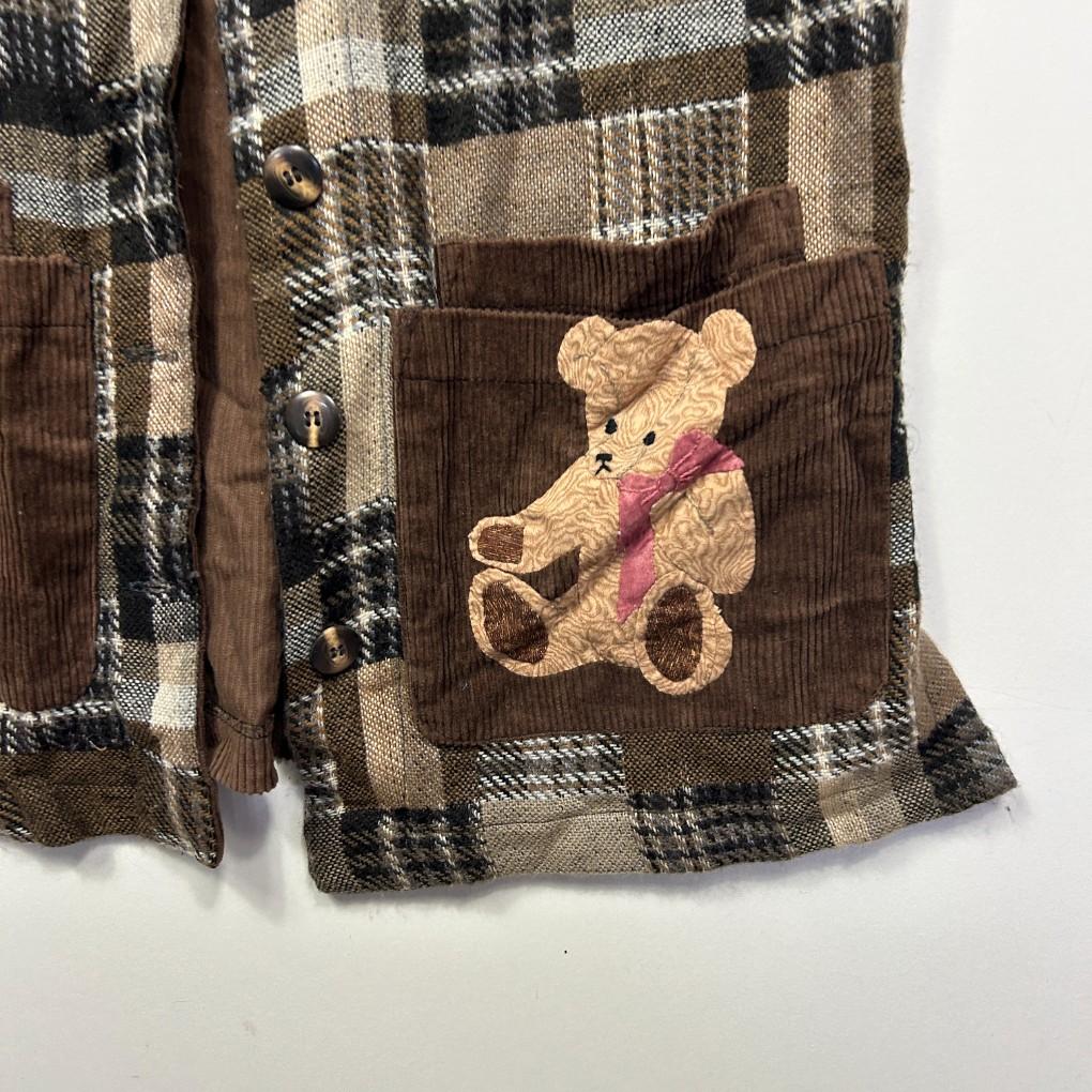 Handmade Patchwork Corduroy Brown Teddy Bear Vest - Size 14/16