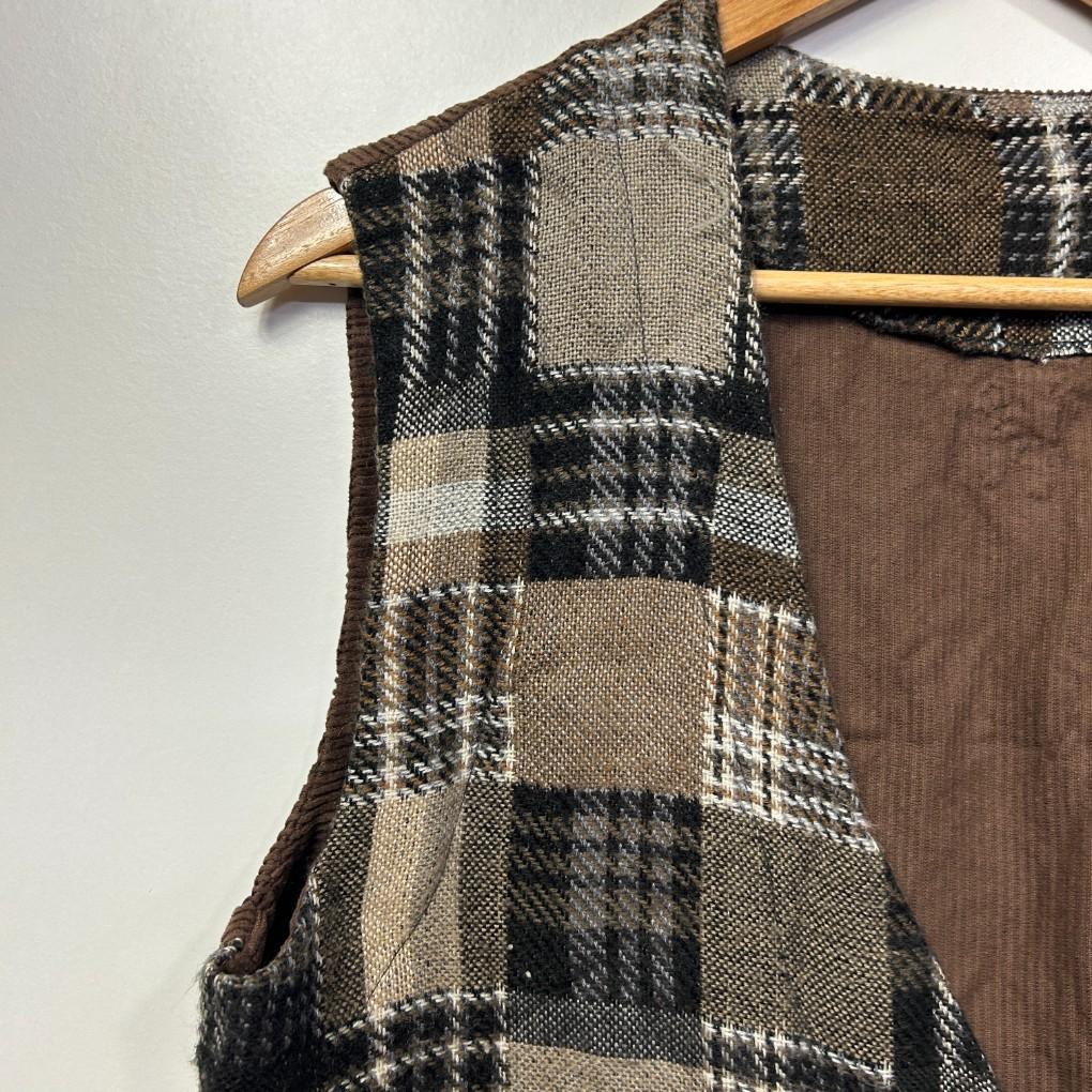 Handmade Patchwork Corduroy Brown Teddy Bear Vest - Size 14/16