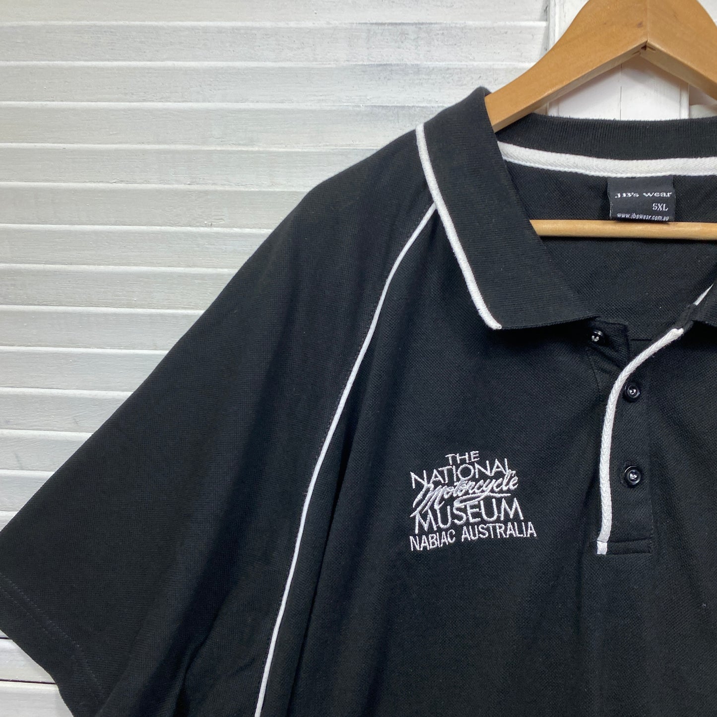 National Museum of Motorcycle Polo Shirt Size 5XL Black Short Sleeve