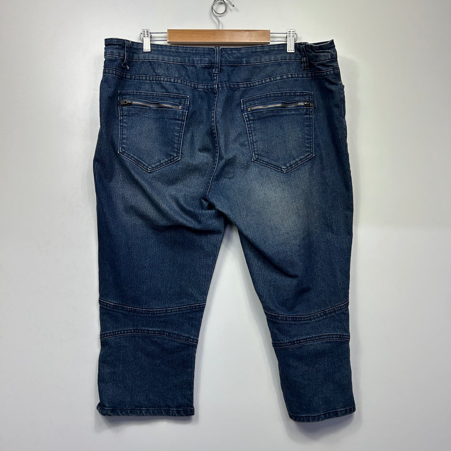 City Chic Denim Cropped Pants Size 20 Blue Pockets