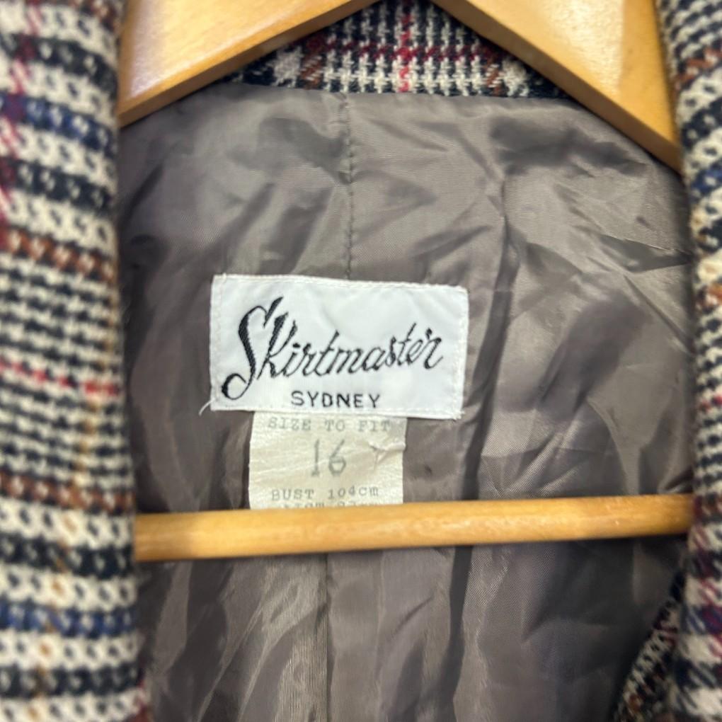 Vintage Skirtmaster Grey Check Wool Blazer - Size 16