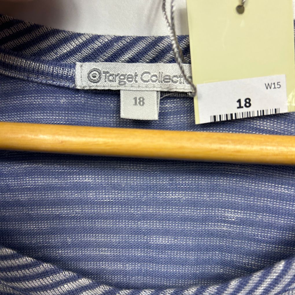 Target Blue Cotton Striped Top - Size 18
