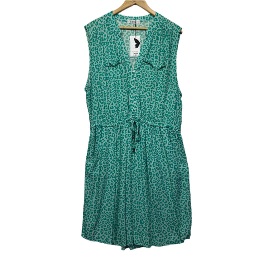 St Frock Dress Size 20 Green Sleeveless Pockets Waist Tie Rayon New
