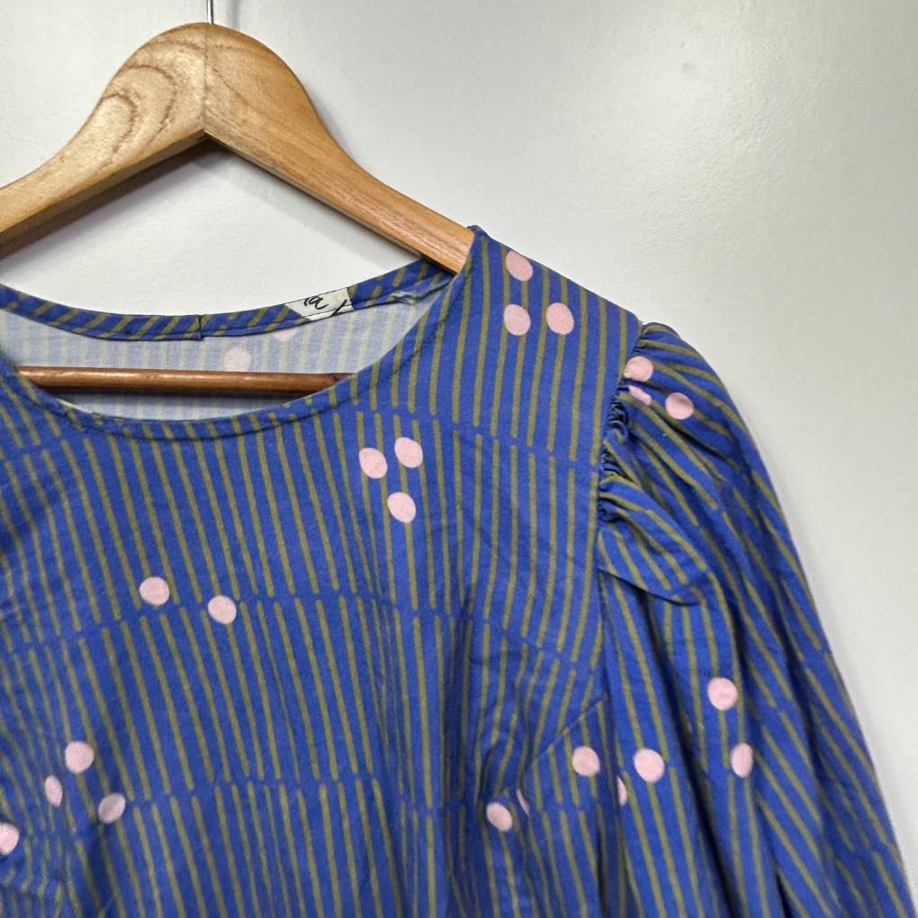 Handmade Floral Blue Spot Top - Size 18/20