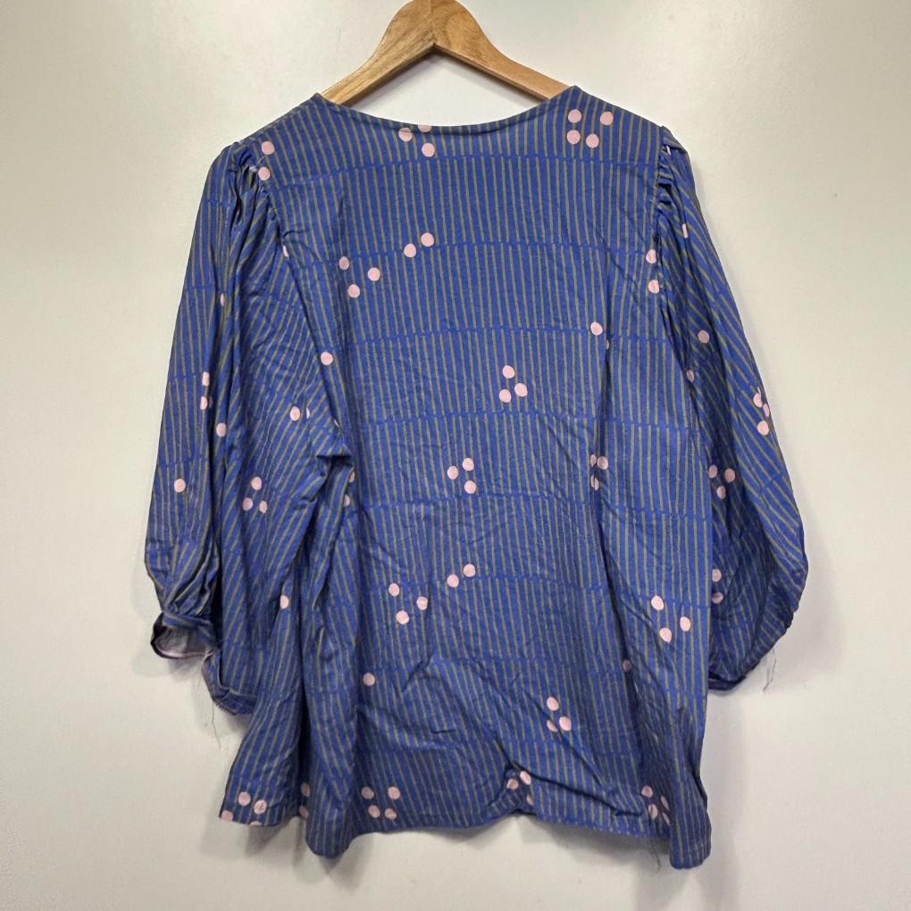 Handmade Floral Blue Spot Top - Size 18/20
