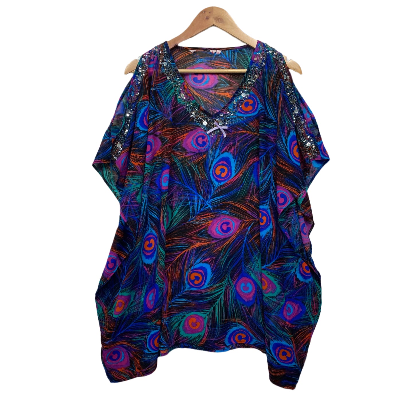 Millers Kaftan Top Size 16 Swim Cover Up Multicoloured Peacock Sequins