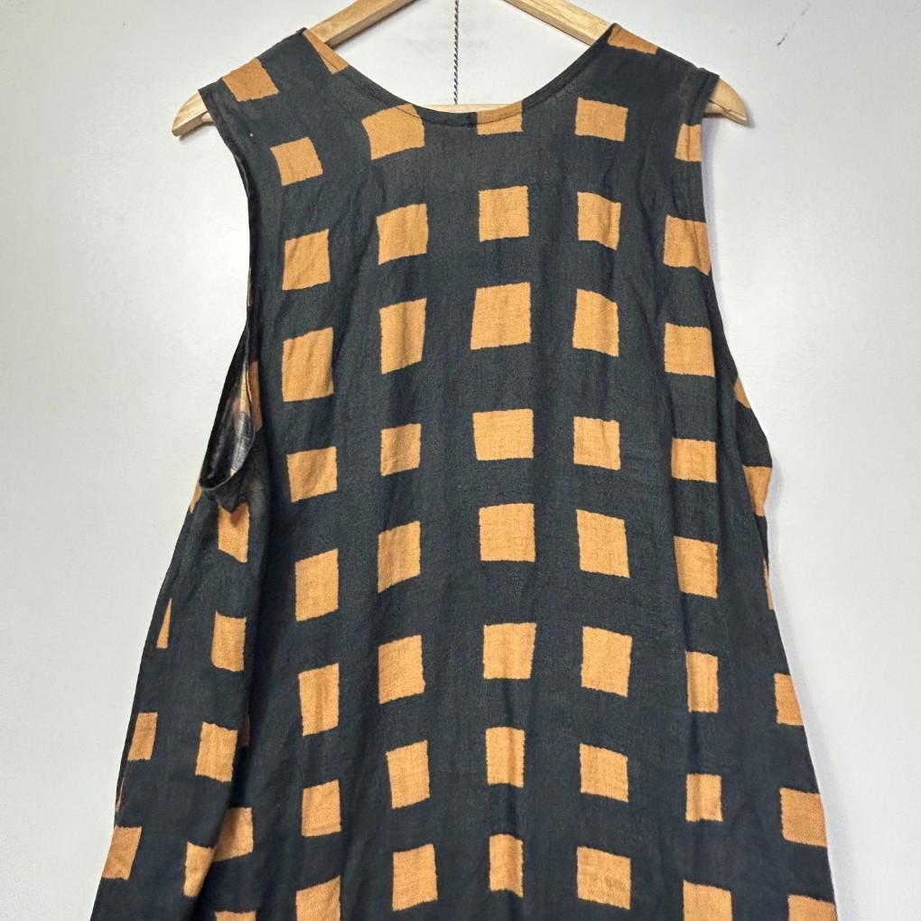 Black and Tan Check Linen Blend Dress - Size TBC