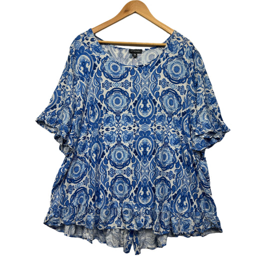 Autograph Top Size 26 Blue White Short Sleeve Viscose