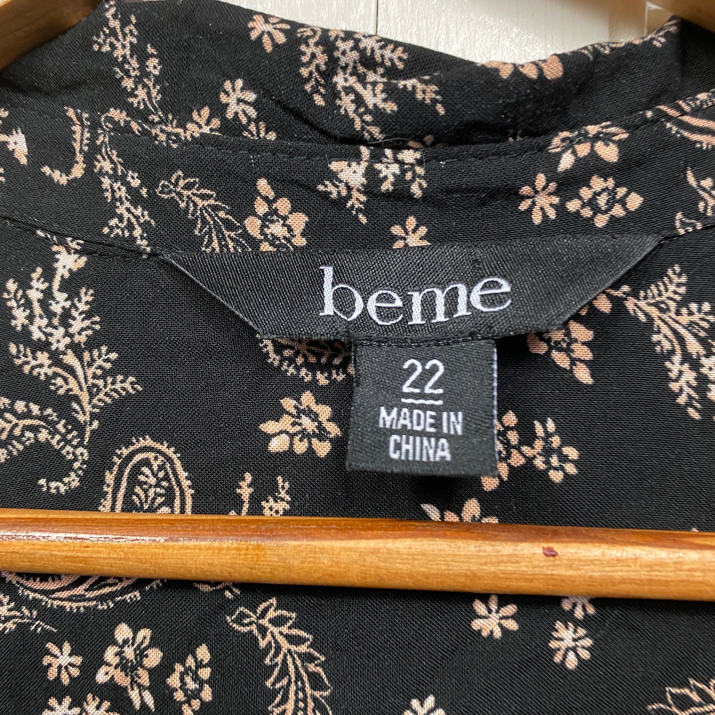 Beme Top Size 22 Long SLeeve Black Button Up