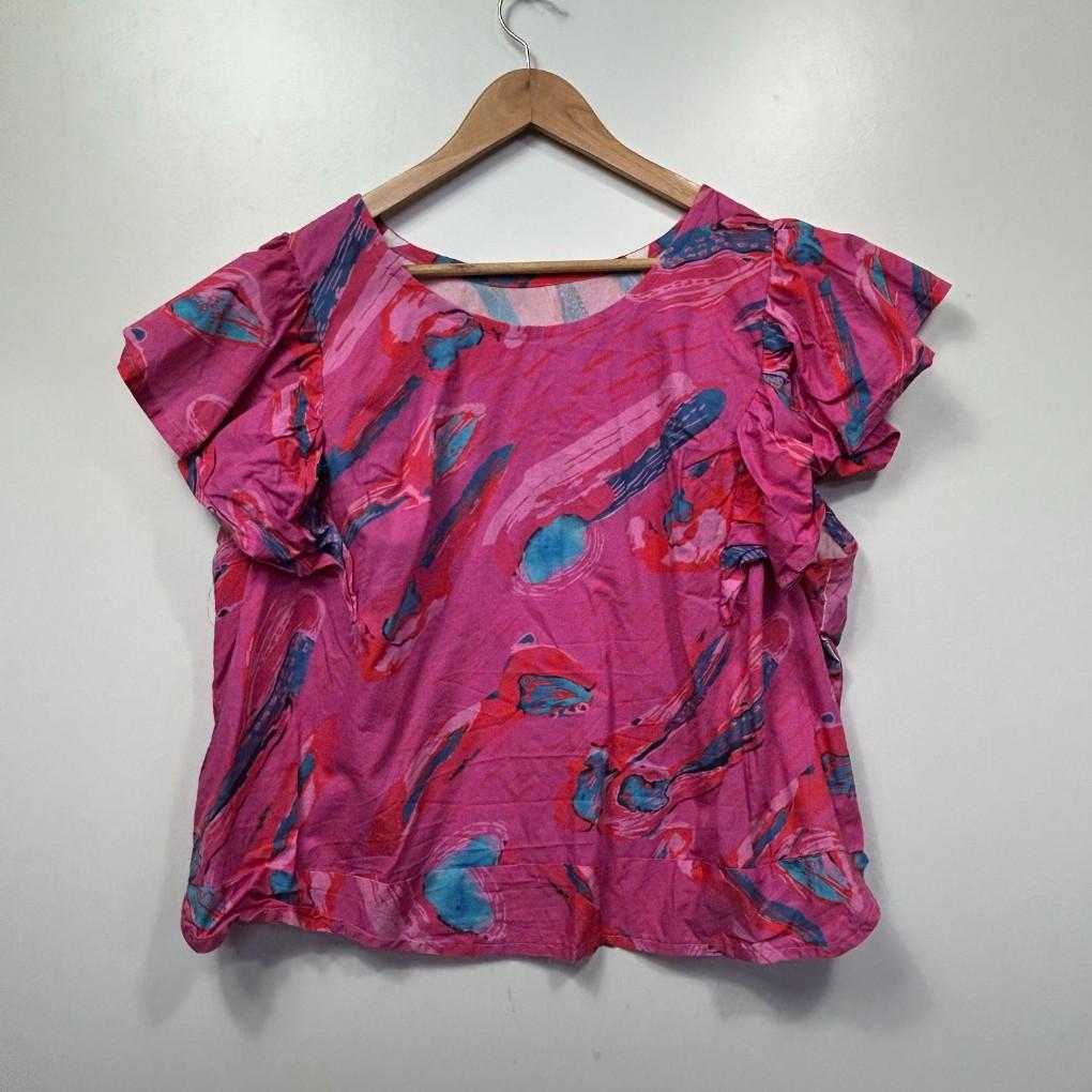 Handmade Pink Print Top - Size 18/20