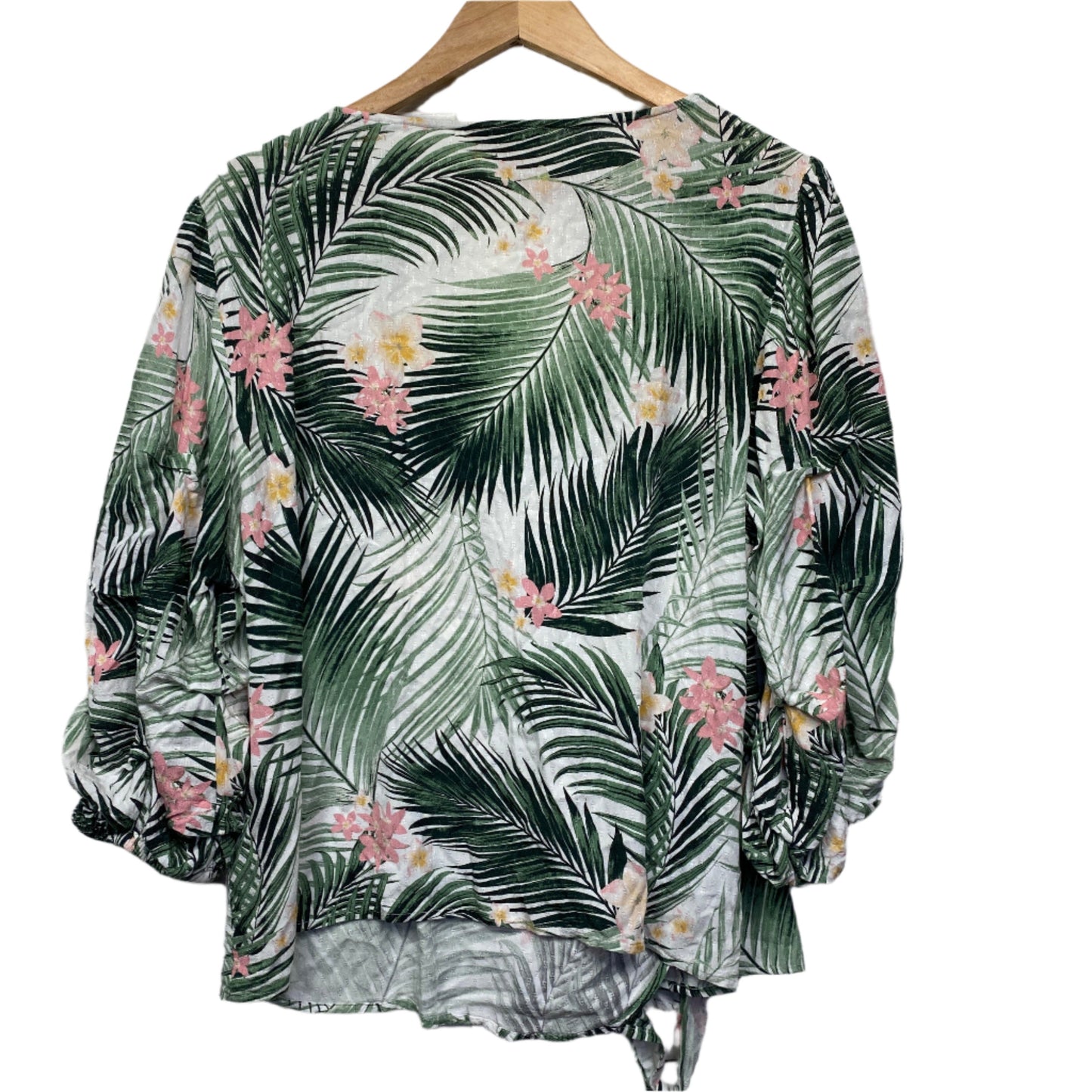 Portmans Wrap Top Size 16 Long Sleeve Floral Viscose