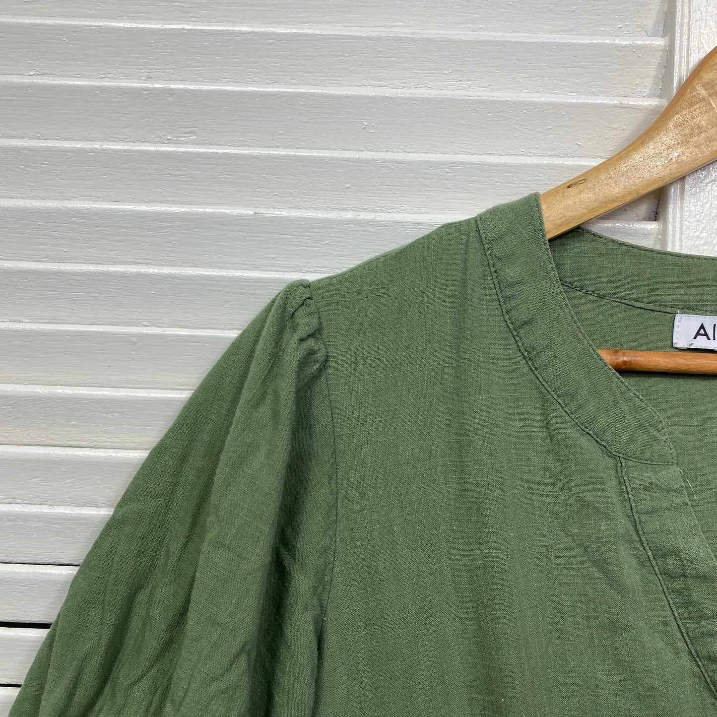 Ally Dress Size 14 Green Short Sleeve 100% Cotton