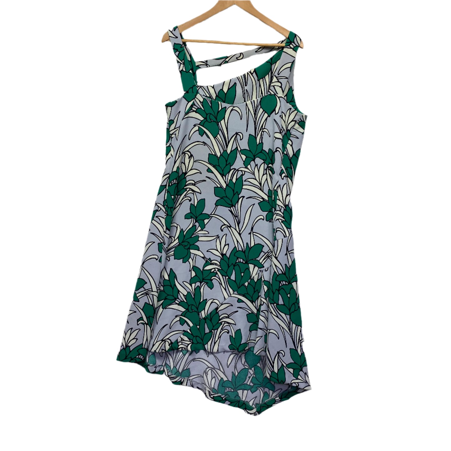 Veronika Maine Dress Size 14 Green White Floral Cocktail Made in Australia