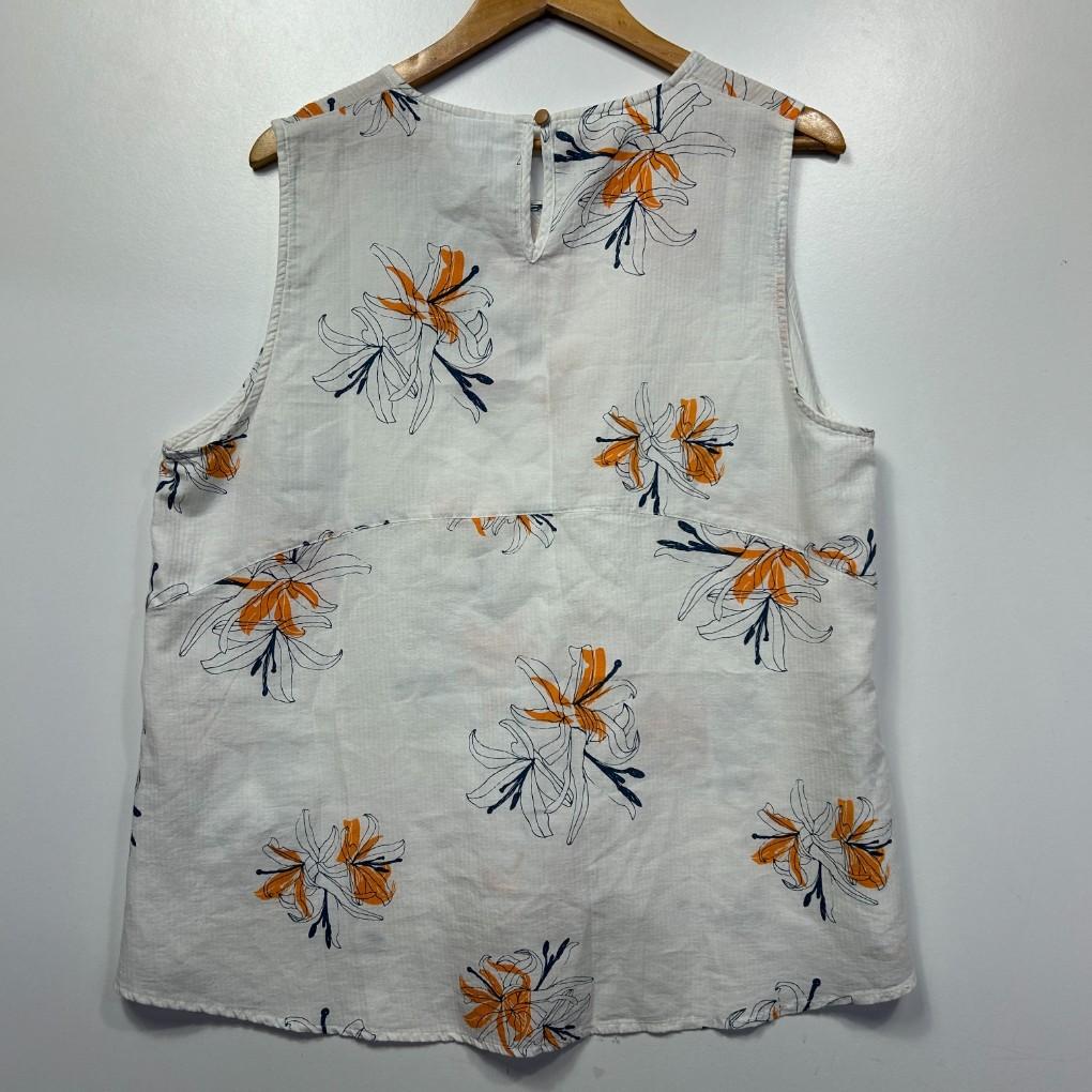 Kathmandu Cream Floral Cotton Sleeveless Top - Size 18