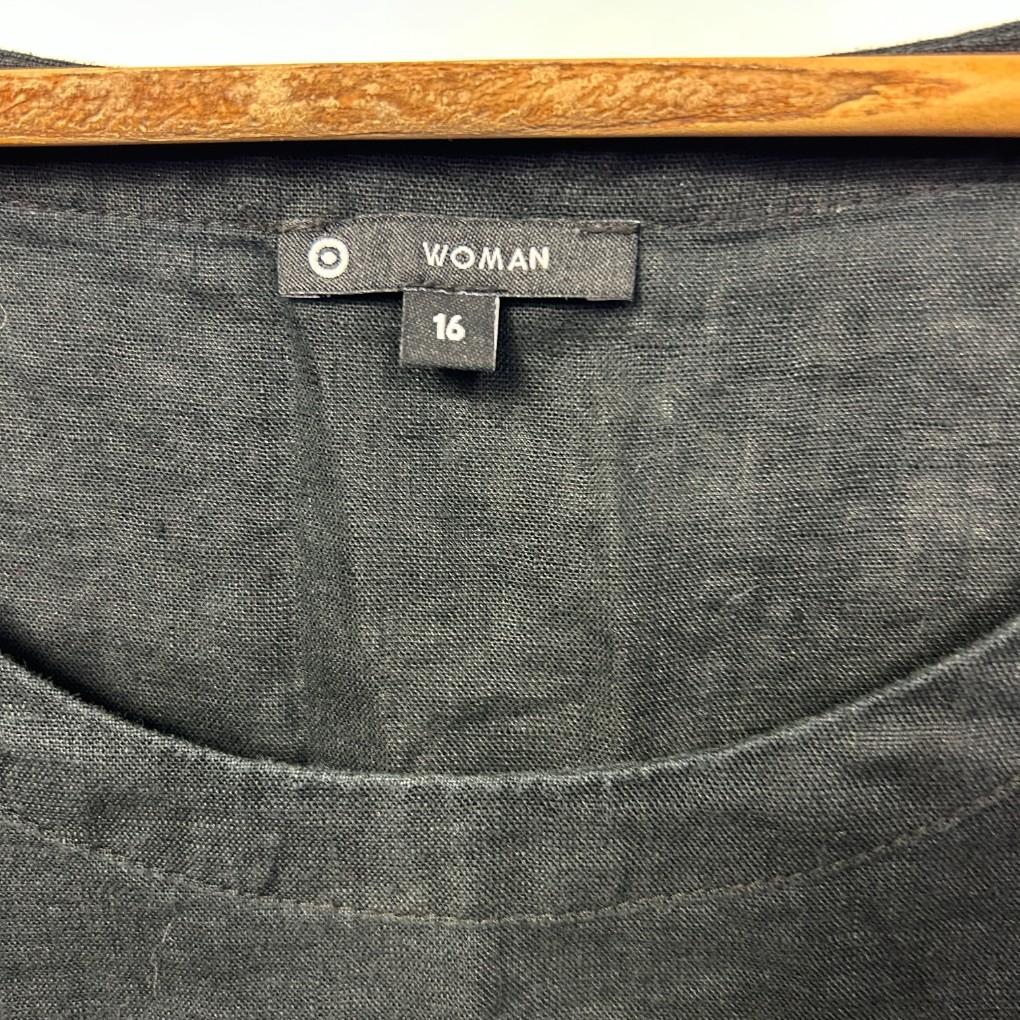 Target Black Linen Top - Size 16