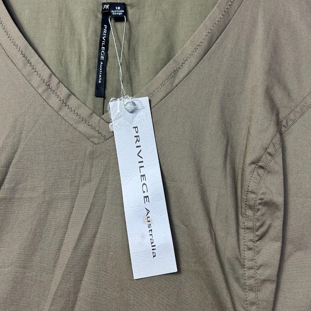 Privilege Olive Cotton Dress - Size 18