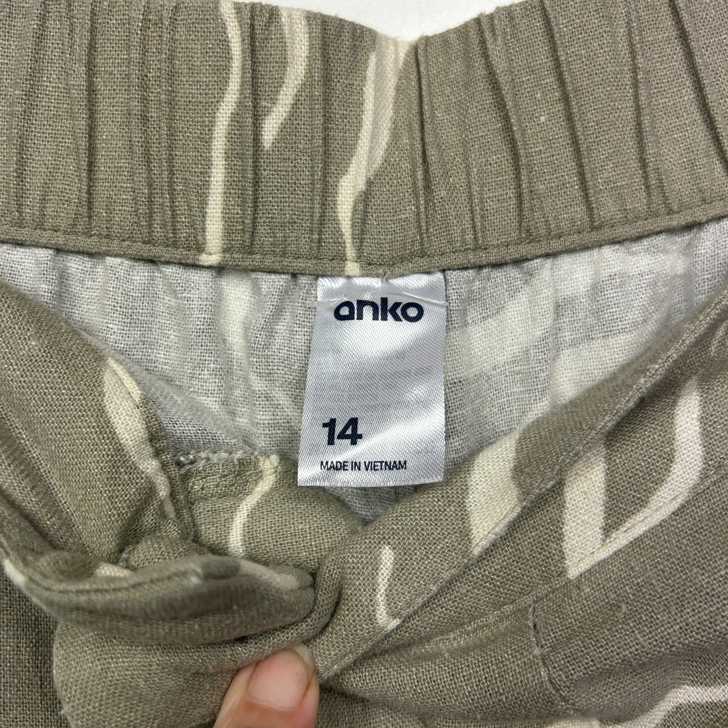 Anko Wide Leg Cropped Pants Size 14 Pockets Linen Blend