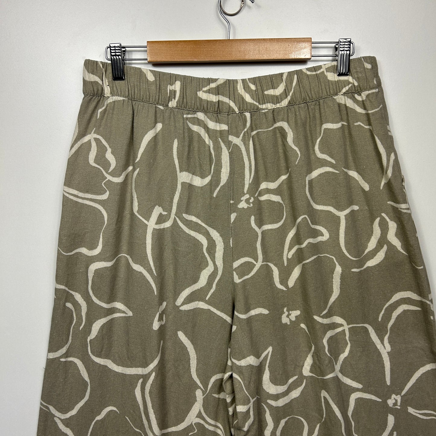 Anko Wide Leg Cropped Pants Size 14 Pockets Linen Blend